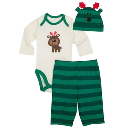 

Gerber Infant & Toddler Boys 3 Piece Reindeer Set Bodysuit Pants & Beanie NB