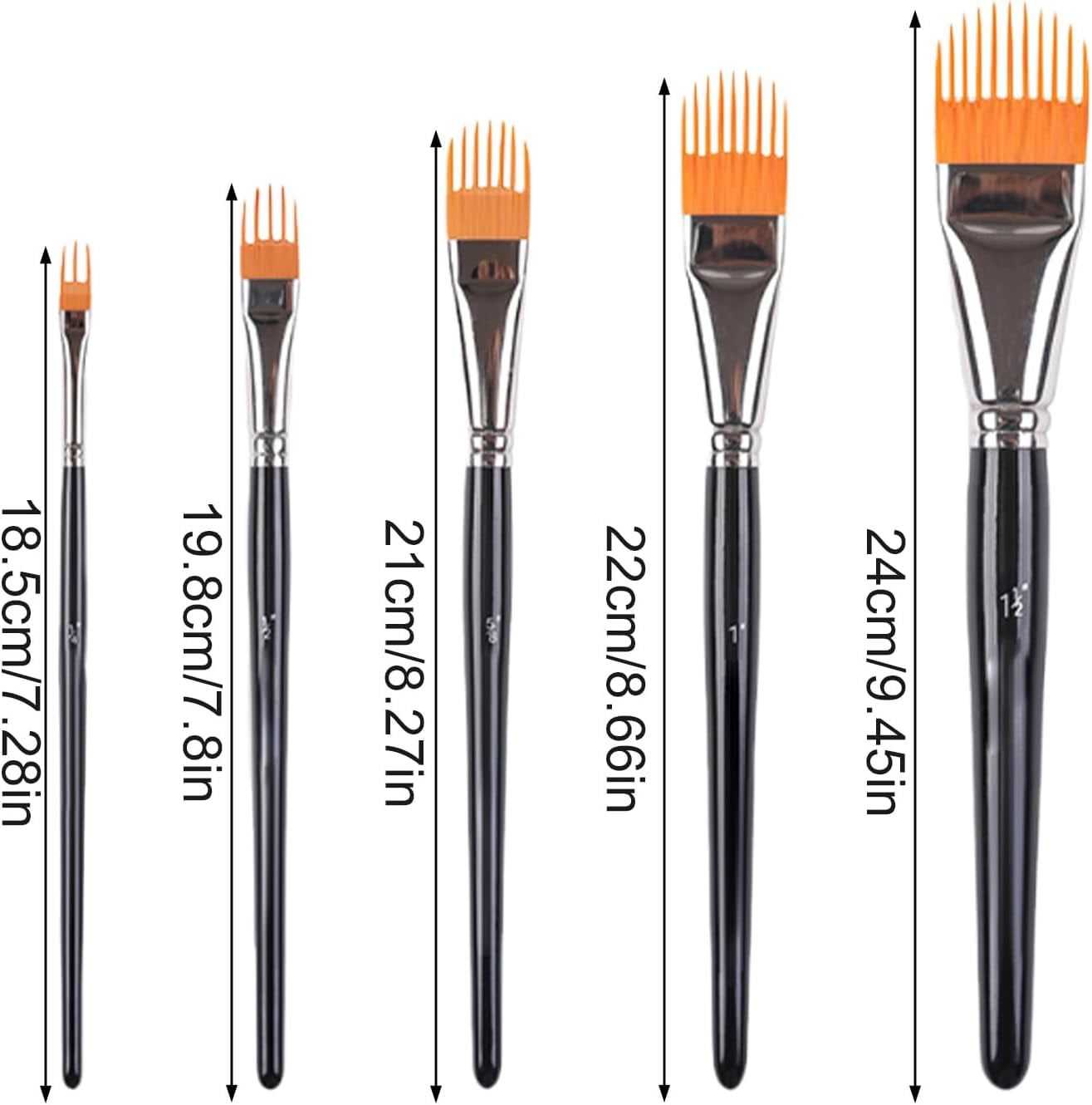 Watercolor Brushes - 5 Piece Watercolor Comb Paint Brush Set, Flat Artist Brush, Round Oval Paintbrush | Easy to Clean Painting Tools for Kids Beginners Adults Travel Classroom Art Studio Hobbies
