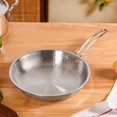 thumbnail image 1 of Triply Hammered Stainless Steel Frying Pan - 1750ml, Silver | Heavy Bottom Steel Pan For Cooking, Frying Or Sauteing - Induction & Gas Stove Friendly Fry Pan, 1 of 5