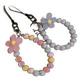 1Pc Colorful Flower Beaded Mobile Phone Charm Strap Chain Lanyard Women ...