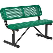 4 ft. Outdoor Steel Bench with Backrest & Perforated Metal - Green