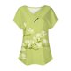 thumbnail image 3 of Camiseta de Manga Corta Suelta con Cuello en V Impresa, Blusa Casual para el Hogar Y el Uso Diario, 3 of 4