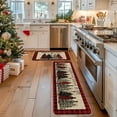 thumbnail image 3 of Artoid Mode Red Buffalo Plaid Xmas Trees Merry Christmas Kitchen Mats Set of 2, Winter Decor Low-Profile Kitchen Rugs for Floor - 17x29 and 17x59 Inch, 3 of 6