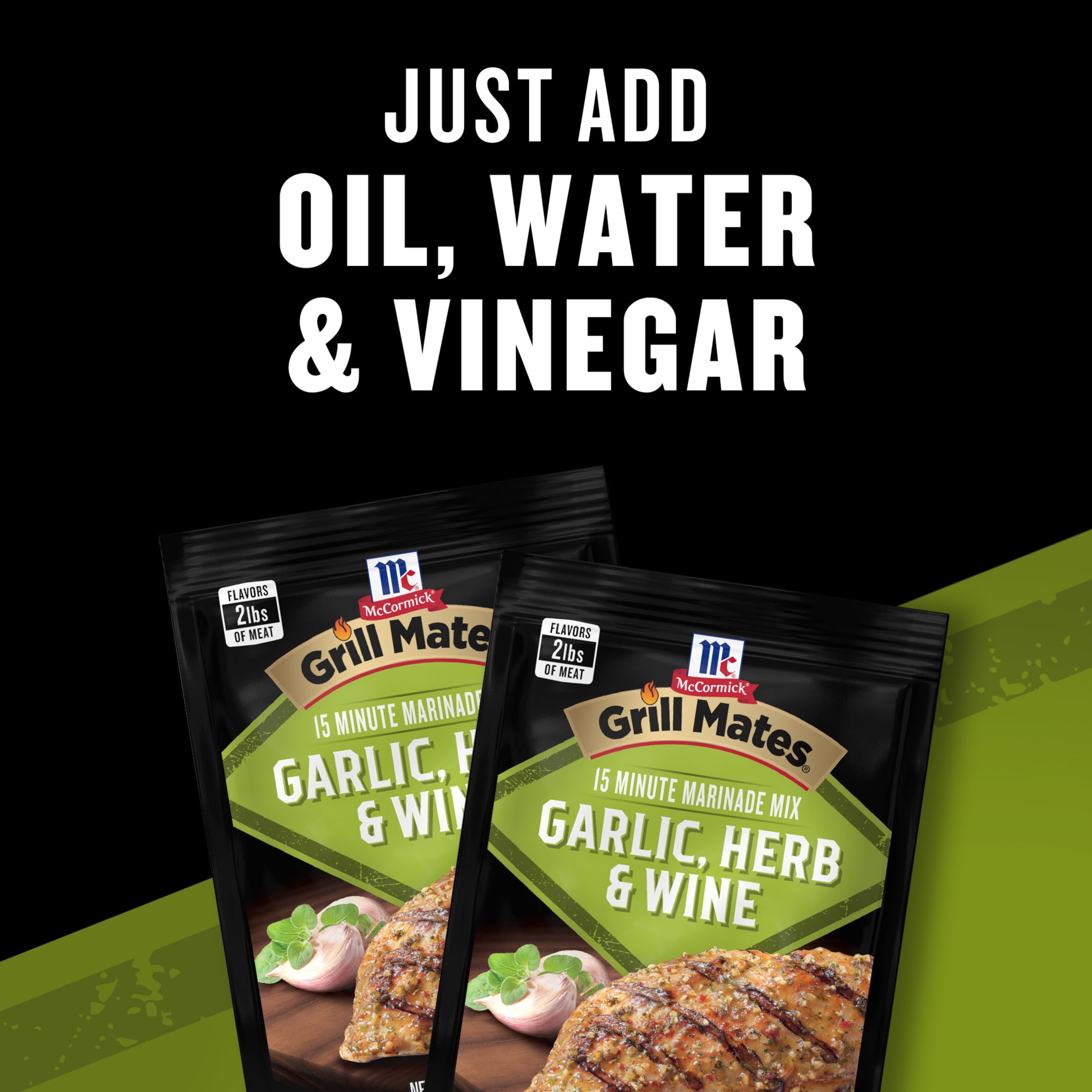 (8 pack) Grill Mates Seasoning Mix, Garlic, Herb & Wine Marinade, 0.87 oz Packet