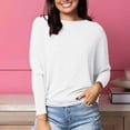 thumbnail image 2 of BWASD Womens Oversized Long Sleeve T Shirt Casual Basic Crewneck Tee Soft Solid Color Workout Warm Top Sweatshirts for Fall Winter Y2K Clothes White L, 2 of 7