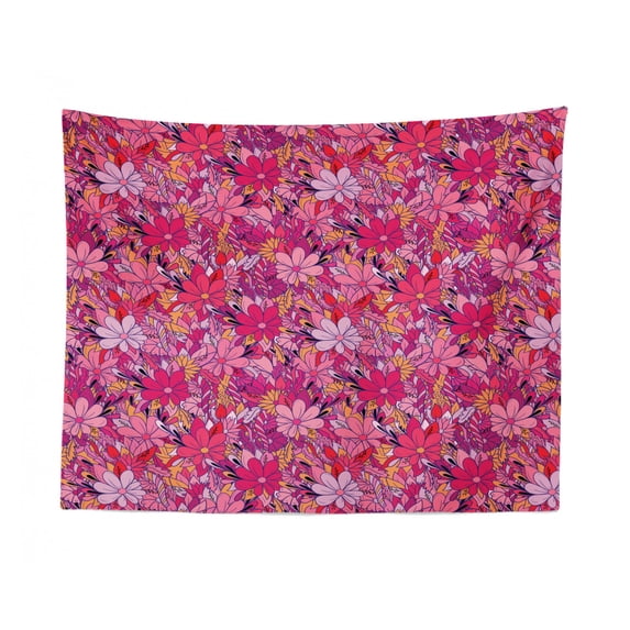 Rain Tapestry, Continuous Couple Under Umbrella Lettering Park Theme Leaves on Plain Backdrop, Fabric Wall Hanging Decor for Bedroom Living Room Dorm, 2 Sizes, White Multicolor, by Ambesonne