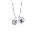 thumbnail image 2 of Delight Jewelry Silvertone Music Note - Round Seal Silvertone Script Initial Disc - L - Charm Necklace, 20"+3", 2 of 4