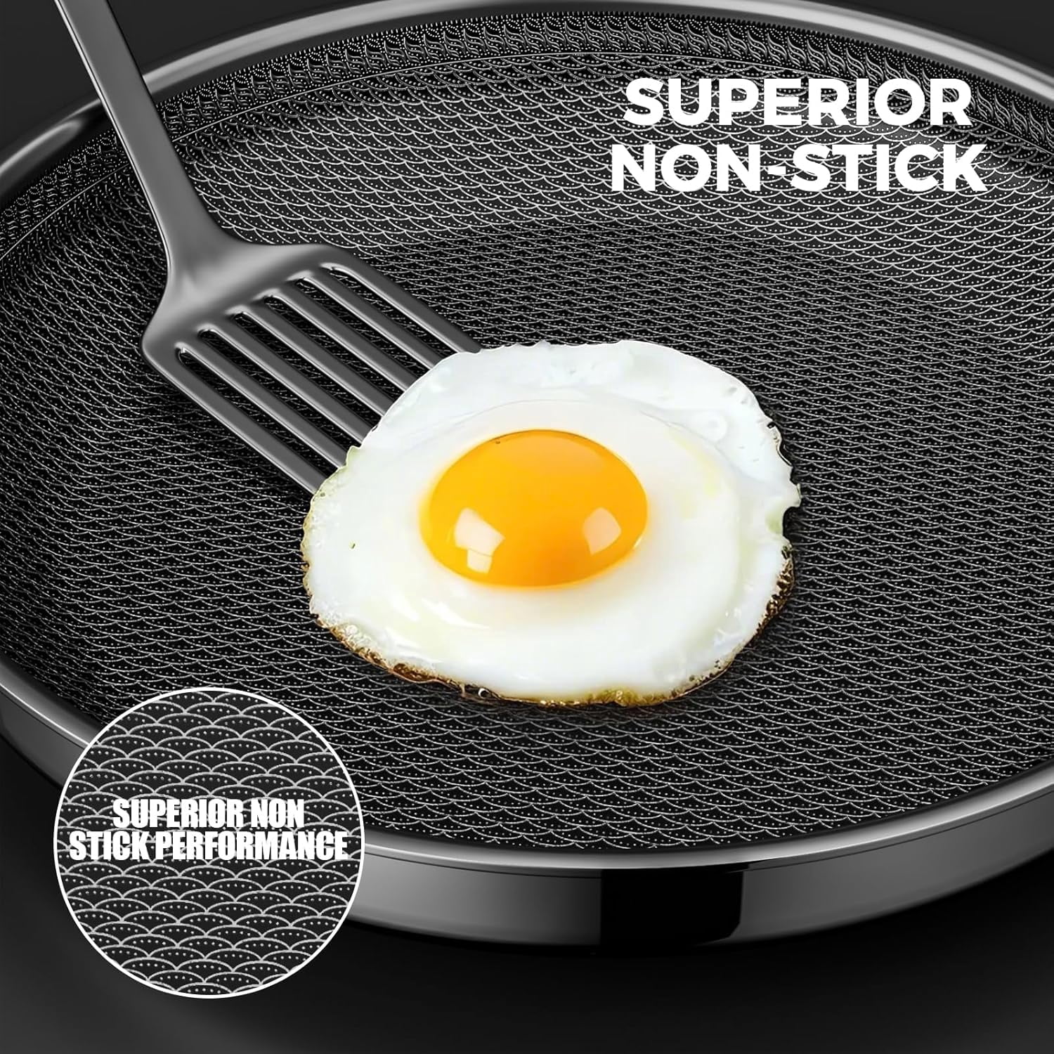Non Stick Frying Pans, Hybrid Nonstick 9.5 Inch Pan, Stay-Cool Handle, Dishwasher-Friendly, Oven-Safe, Works on Ceramic and Gas Cooktops