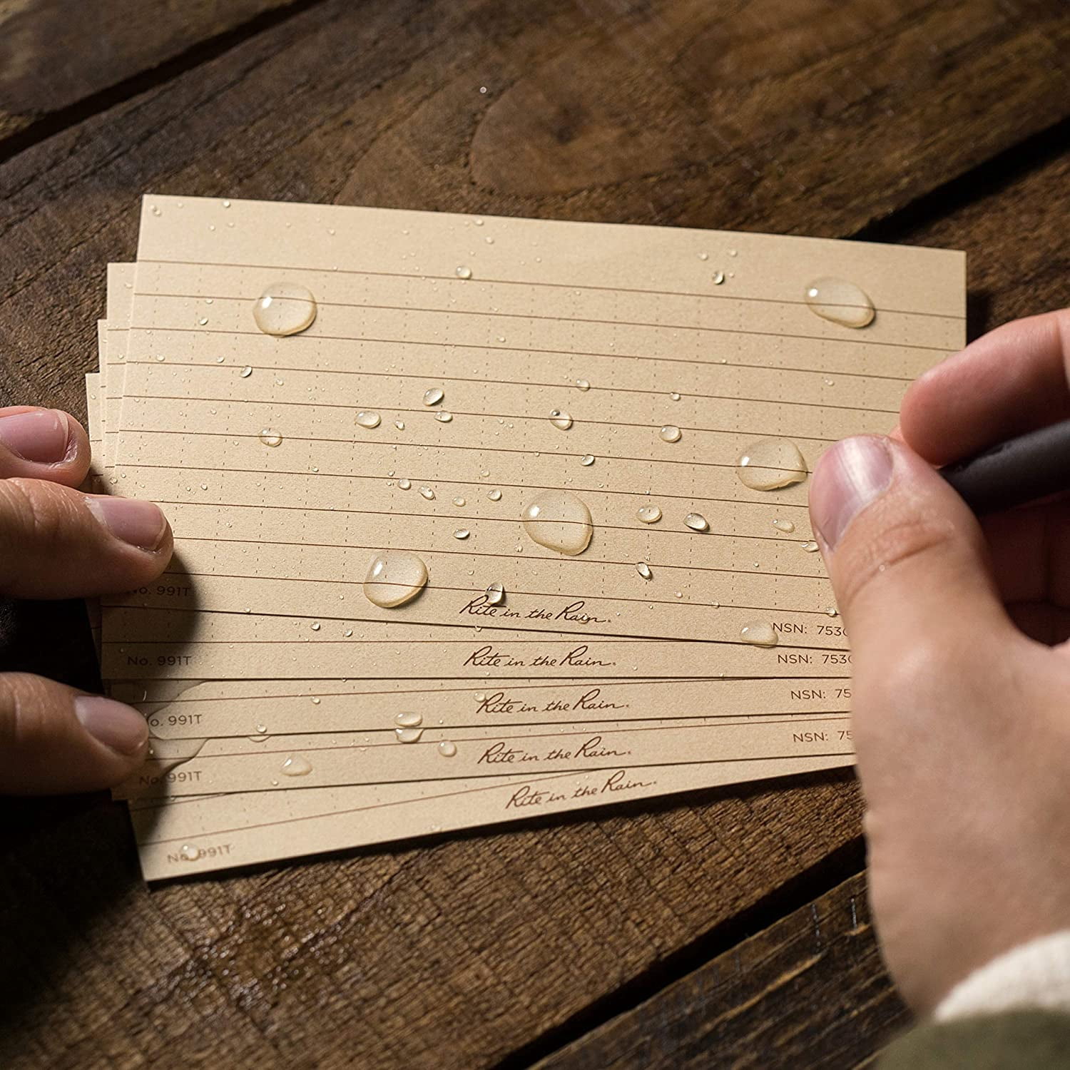 Rite in the Rain All Weather Index Cards, 3" x 5", Universal Pattern, Tan - NEW
