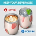 thumbnail image 4 of 12oz Stemless Wine Tumblers Strawberry Plants Fruit Light Pink Pattern Vacuum Insulated Stainless Steel Travel Tumbler Cups Mug with Lid and Straw for Champaign,Cocktail,Beer with Cleaning Brush, 4 of 5