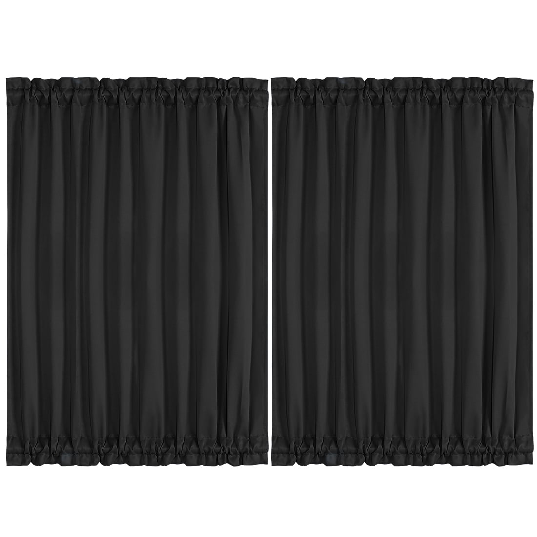 Unique Bargains 2Pack Room Darkening Blackout Curtains Black 54" x 72