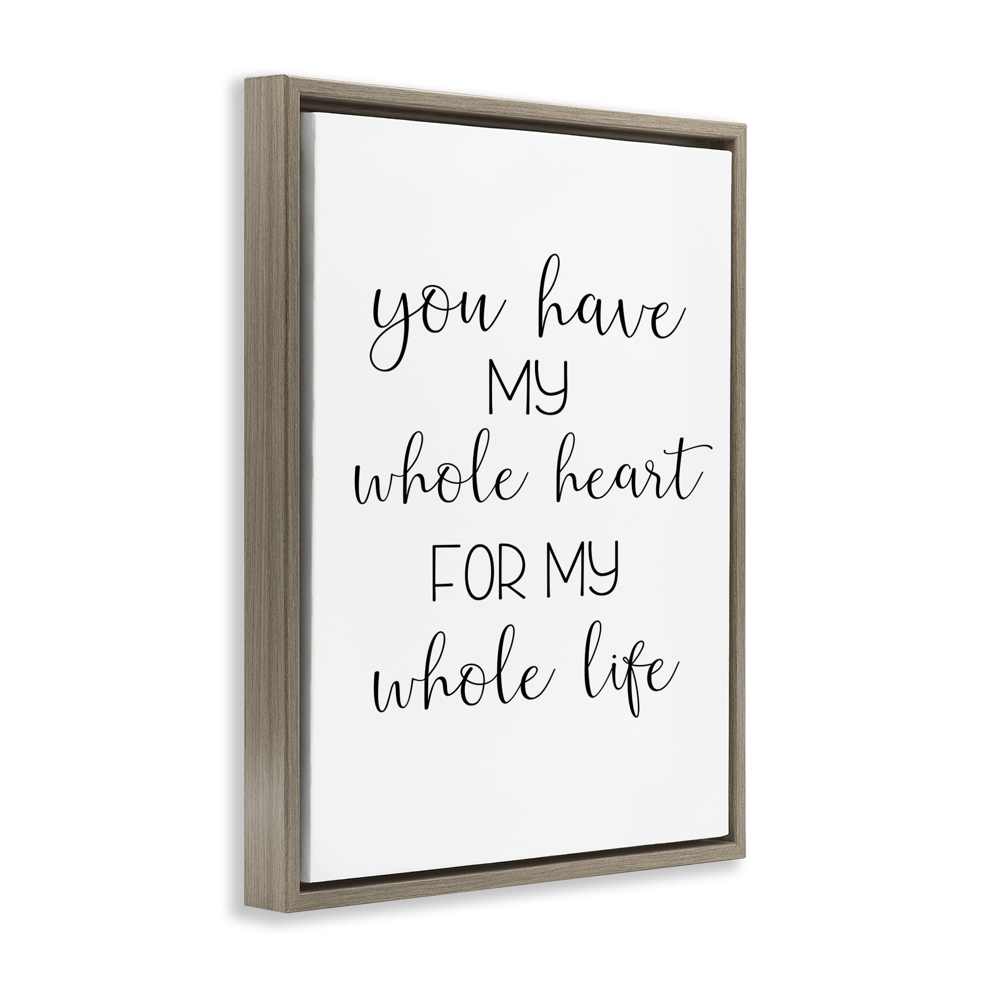 Stupell Industries Whole Heart For Life Text & Numbers Painting Brown Floater Framed Canvas Art Print Wall Art, 17 x 21