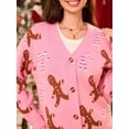 thumbnail image 7 of Womens Y2k Christmas Cardigan Button Down V-Neck Sweater Cute Festive Knit Crop Cardigan Fall Outfits, 7 of 7
