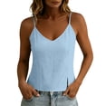 thumbnail image 2 of SSZMDLB Women Sleeveless Tank Tops V Neck Summer Basic Tee Casual Soft Cotton Shirt Vest Camisole Solid Color Vacation Outfits Workout Clothes, Blue L, 2 of 7