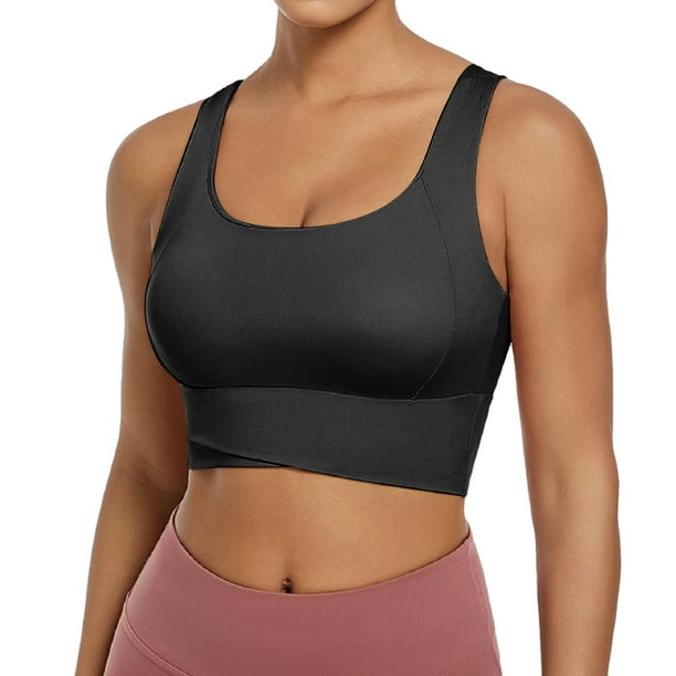 Sujetador deportivo sin aros para mujer - Camiseta de yoga sexy con fruncido y relleno fijo en el pecho - S-XL
