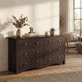thumbnail image 2 of Homall 6 Drawer Double Dresser, Modern Chest of Drawers, Wood Storage Cabinet for Bedroom & Living Room, Brown, 2 of 7