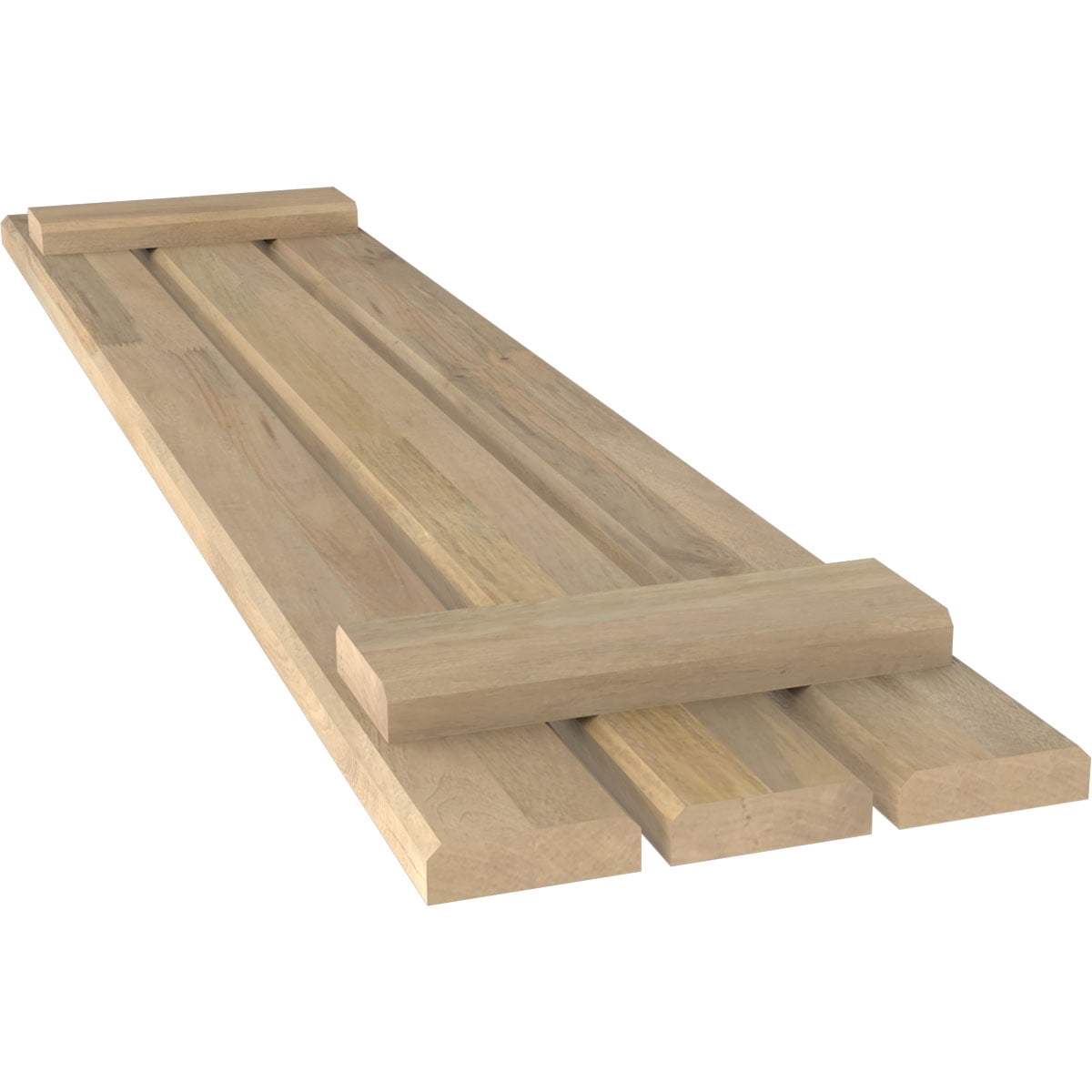 Ekena Millwork 11 1/2"W x 49"H Americraft Three Board (2 Batten) Exterior Real Wood Spaced Board-n-Batten Shutters (Per Pair), Unfinished