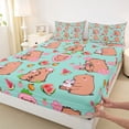 thumbnail image 3 of Feelyou Cartoon Capibara Twin Sheet Sets, Strawberry Watermelon Bedding, 3-Piece, 3 of 7