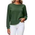 thumbnail image 6 of cocolona Cropped Sweatshirts for Women Oversized Round Neck Long Sleeve Sweatshirts Lightweight Soft Pullover Fall Tops, 6 of 7