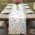 thumbnail image 4 of Wildflowers Table Runner - 72 Inch Long Farmhouse Country Dragonfly Butterfly Floral Cotton and Linen Blended Dress Scarves Farmhouse Table Runner for Kitchen Dining, Coffee Table, 13" x 72", 4 of 8