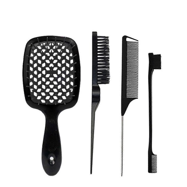 Hair Styling Comb Set -Hollow comb, Rat Tail Combs, Hair Teasing Brush and Edge Brush + Eyelash Comb Dual-head Eyebrow Brush