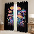 thumbnail image 2 of Homewish Glowing Botanical Mushrooms Kitchen Curtains,Stars Butterfly Black Out Curtains Pack of 2 (42x63 Each),Black Purple, 2 of 6