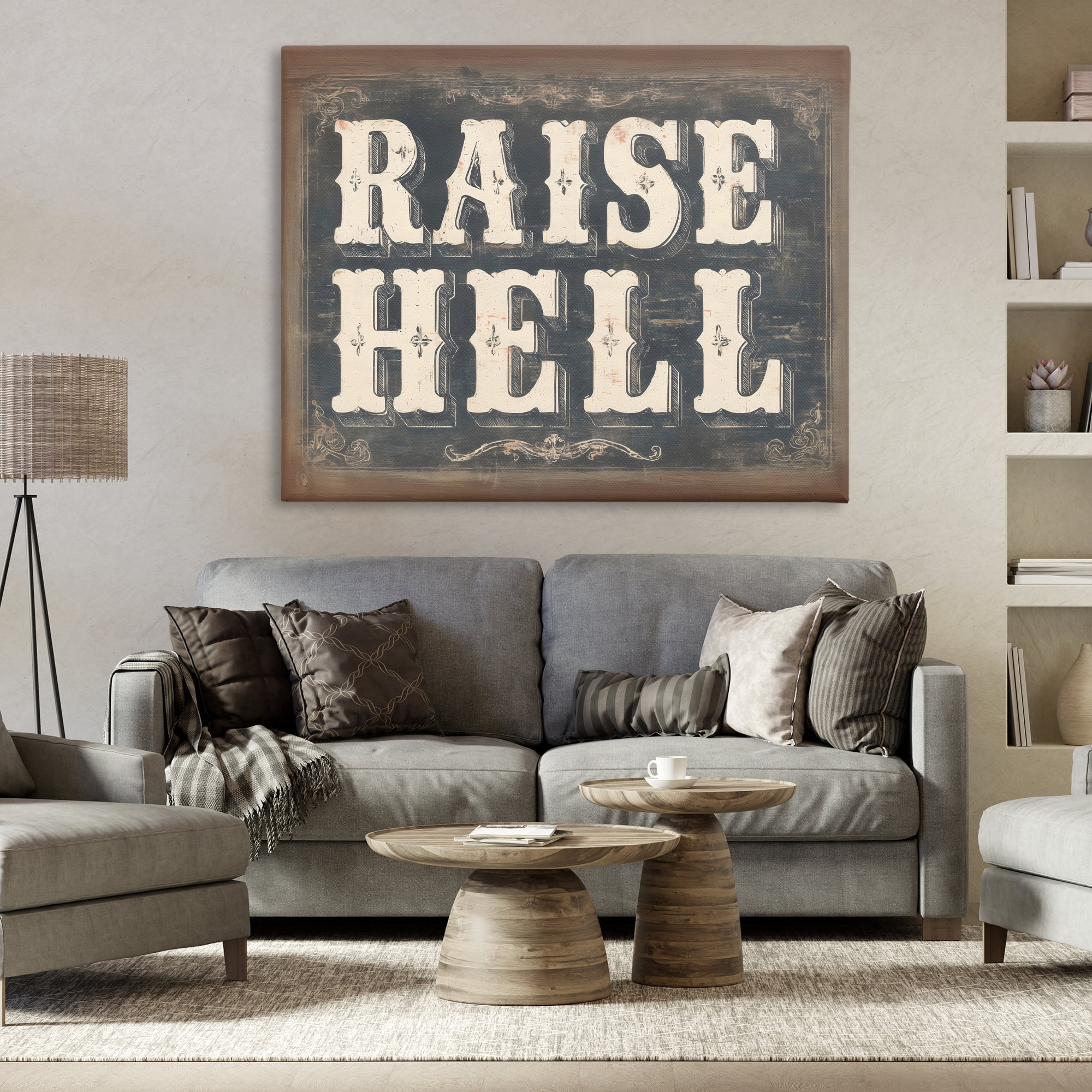 Stupell Industries Raise Hell Vintage Western Canvas Wall Art, design by Arlington Prints