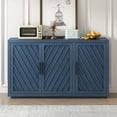 thumbnail image 2 of Furvclv Sideboard Buffet Cabinet, Kitchen Pantry Storage Cabinet With Iron Alloy Black Linear Handle, Solid Wood Frame, Adjustable Height Shelf, Media Console For Dining Room, 2 of 9