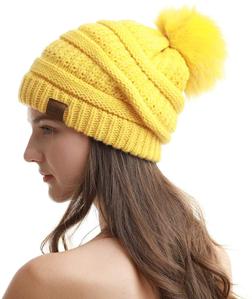 KSCD Women Winter Pom Pom Beanie Hat 