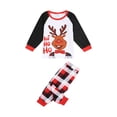 thumbnail image 4 of Family Christmas Pajamas  Elk Letter Printing Plaid Raglan Long Sleeve Round Collar Sleepwear for Mother/Father/Kid, 4 of 10