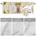 thumbnail image 2 of Kitchen Valances for Window, Country Pig Sunflower Light Filtering Rod Pocket Valance Curtain, Summer Floral Leaf Animal Retro Linen &nbsp;Short Curtains Window Topper for Bedroom Living Room 42x12in, 2 of 9