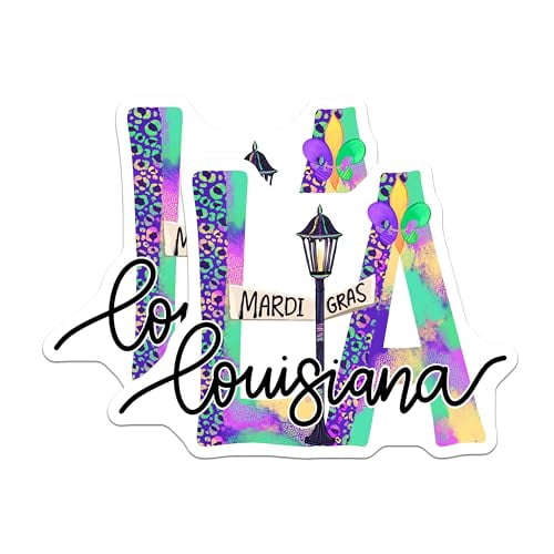 (2 Pack) Louisiana Mardi Gras Magnets - New Orleans - Colorful Louisiana Magnets - 5" On Longest Side - for Cars, Fridges, Toolboxes - Made in USA - MAG4121