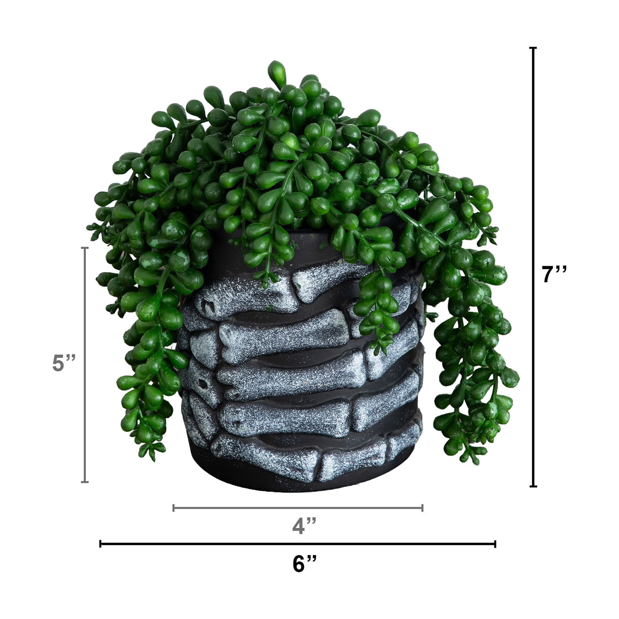 7in. Artificial Halloween String of Pearls in Skeleton Hand Planter