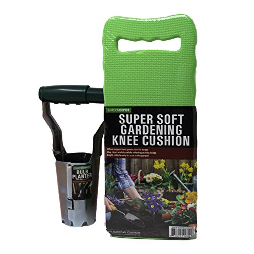Bulb Planter with Depth Marks &amp; Garden Kneeler Bundle