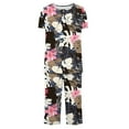 thumbnail image 5 of FAFWYP Women's 2 Piece Pajamas Sets Floral Printed Pj Sets Soft Sleepwear Short Sleeve Crewneck Tops & Capri Pants Lounge Sets Nightwear, S-3XL, 5 of 5