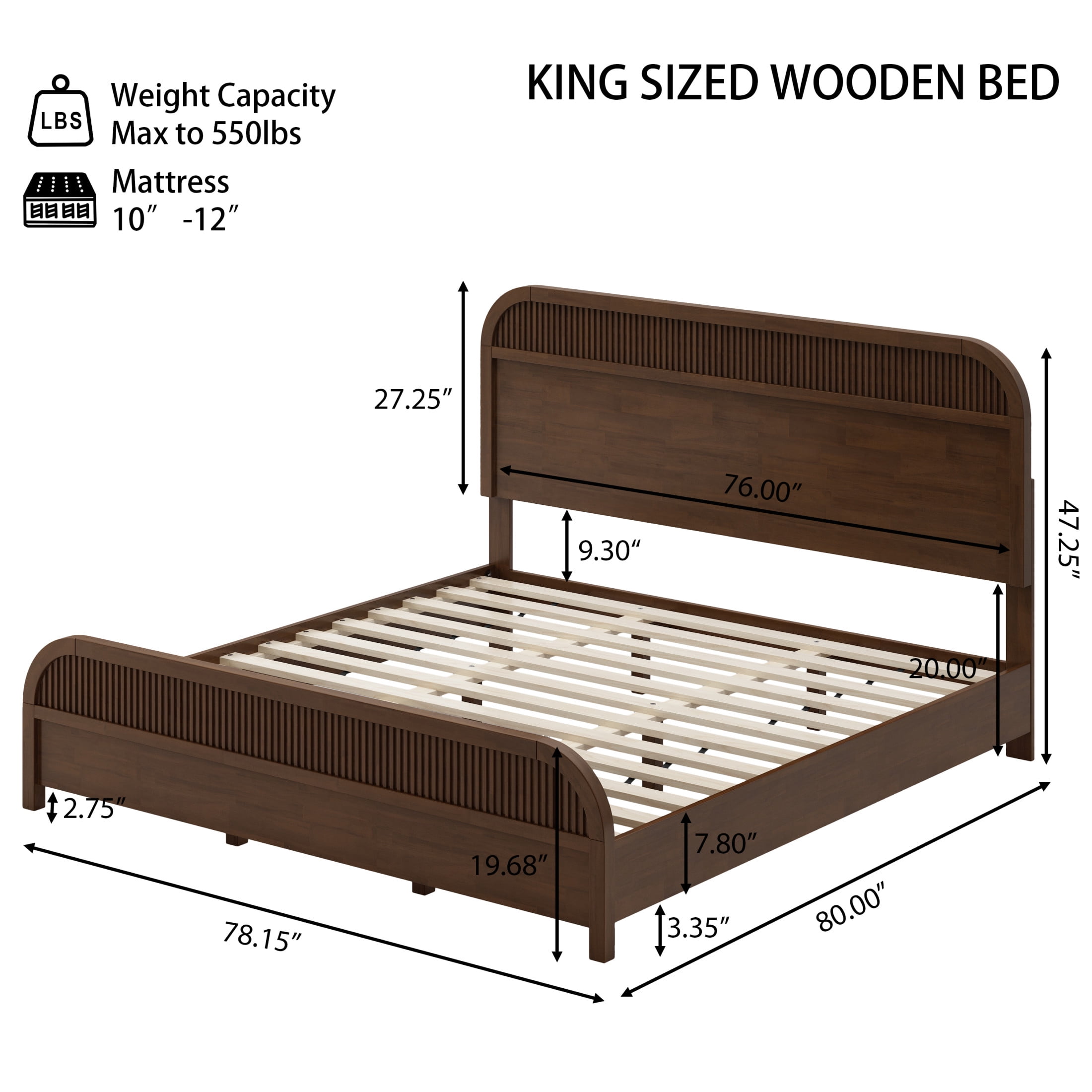 Christopher Knight Home Modern King Size Wooden Platform Bed Frame with Headboard, Wenge Finish