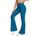 thumbnail image 2 of hoksml Women's High Waist Flare Pants, Solid Color Stretch Yoga Pants with Back Zipper, 2 of 8