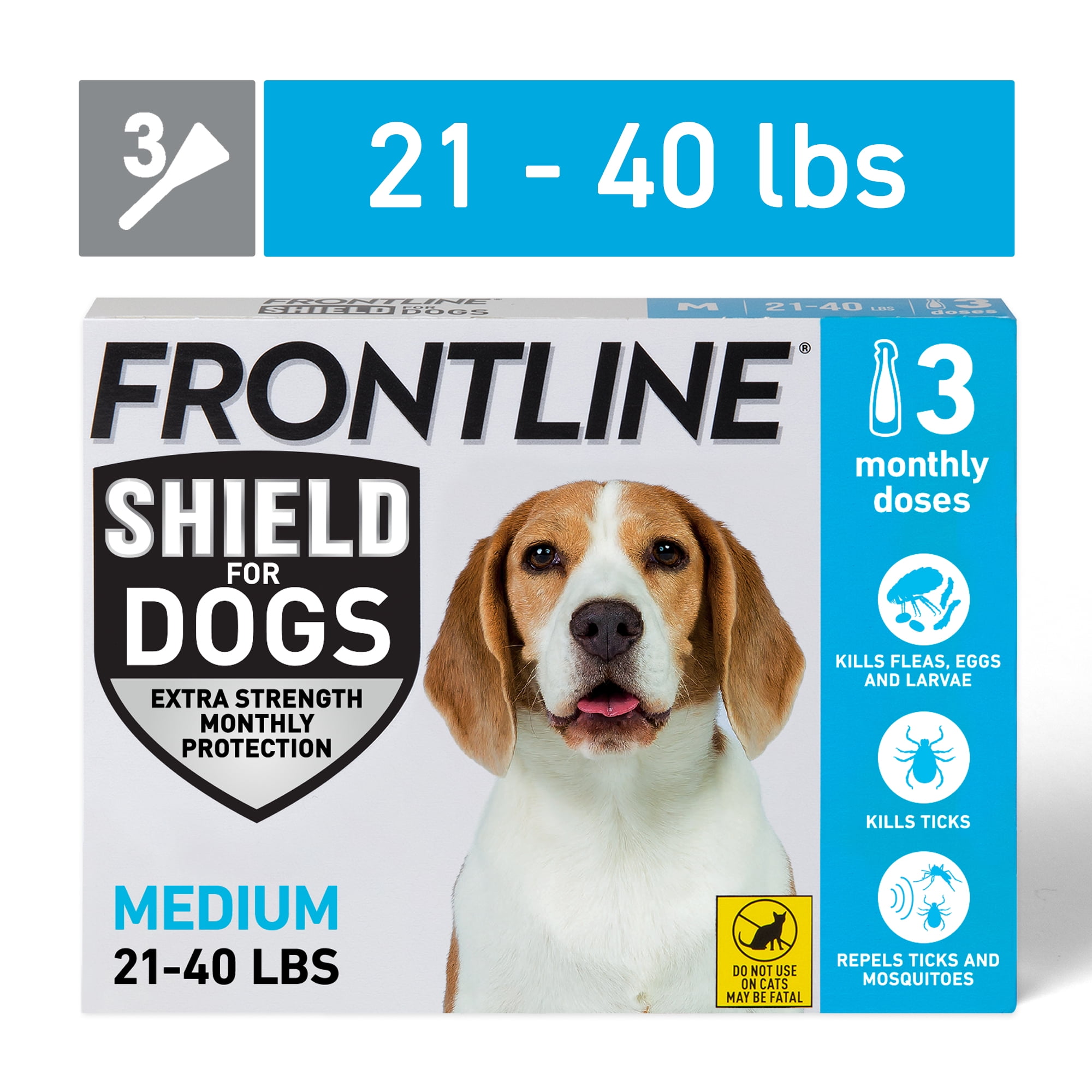 FRONTLINE Shield for Dogs Flea & Tick Treatment, 21-40 lbs, 3 Count