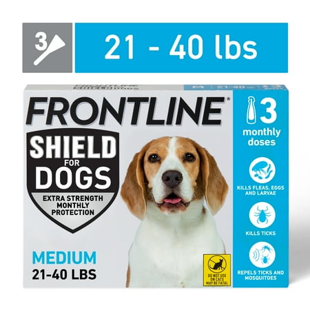 UPC: 0350604064930 | FRONTLINE® Shield for Dogs Flea & Tick Treatment  Medium Dog  21-40 lbs  Blue Box  3ct