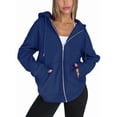 thumbnail image 3 of Sudaderas con Capucha y Cremallera para Mujer, Sudaderas Extragrandes, Conjuntos de Moda Escolar para Otoño, Chaquetas Informales, Ropa de Invierno Azul Marino XL, 3 of 9