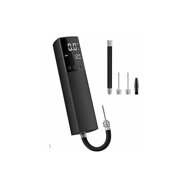 Bomba de bola eléctrica Bomba de aire inteligente Inflado rápido portátil con manómetro preciso y pantalla LCD digital para fútbol, baloncesto, voleibol, rugby (2 agujas y 1 boquilla)