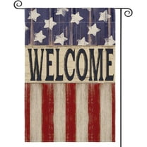 Emlimny Patriotic 4th of July Garden Flag 12x18 Inch Double Sided Outside, Memorial Day Retro American Stars and Stripes Welcome Yard Outdoor Decoration
