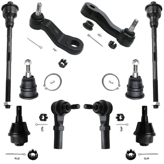 Detroit Axle - 10pc Front Suspension Kit for Chevy GMC Silverado Sierra Avalanche Suburban Yukon XL 2500 3500 HD Hummer H2 4 Upper & Lower Ball Joints 4 Tie Rods Idler Arm Pitman Arm