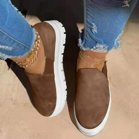 

Women s Fashion Suede Single Shoes Round Toe Set Feet Flat Casual Shoes