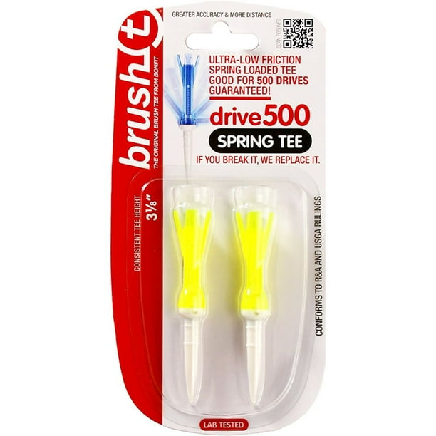 Brush T Spring Tee (3 1/8" YELLOW, SpringLoaded 2pk) USGA CONFORMING NEW
