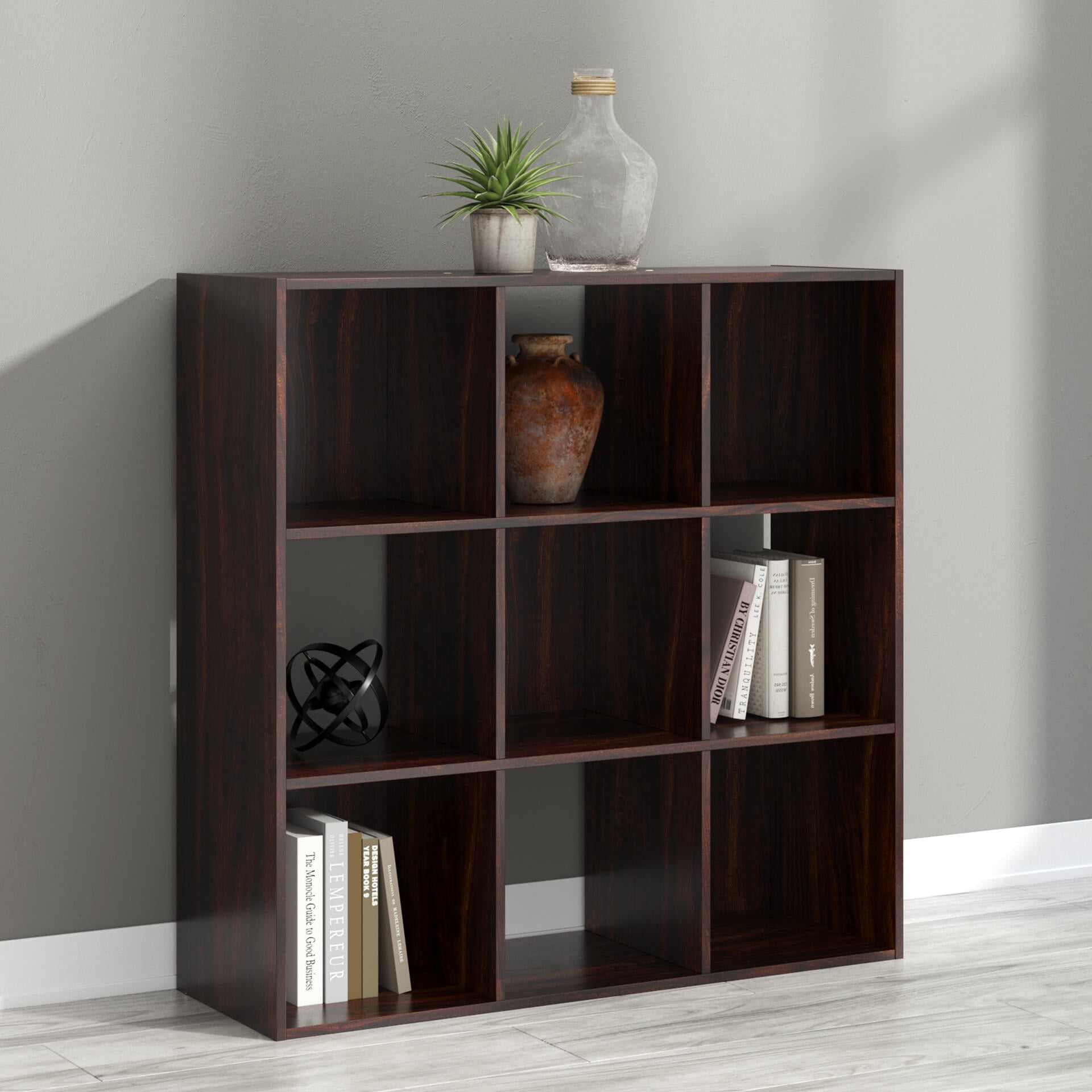 Signature Design by Ashley Glosmount 9 Cube Storage Organizer with Cherry Finish