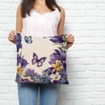 thumbnail image 2 of Spring Floral Pillow Covers 26x26 Inch Decorative Throw Pillow Cover, Purple Tulips Hydrangeas Butterflies Beige Sofa Pillowcases Accent Cushion Case Home Decor Bedroom Living Room, 2 of 6