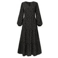 thumbnail image 5 of VgaVtl Fall Dresses for Women A-Line Black Long Sleeve Women Dresses Plus Long Floral Loose Casual Dresses, 5 of 9
