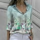thumbnail image 1 of ICHUANYI Clearance Fashion Women Button Casual Turn-Down Neck Printed Long Sleeve Tops Shirt(Green, XXL) ICHUANYI WER2023081109519, 1 of 8