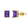 thumbnail image 2 of 2.0 Ct Emerald Cut Studs Purple Natural Amethyst 14K Yellow Solid Solid Gold Everyday Dainty Earrings Push Back, 2 of 7